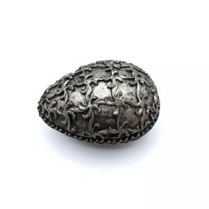 Metzke Vintage Ornate Solid Pewter Egg Shaped Trinket / Treasure Box